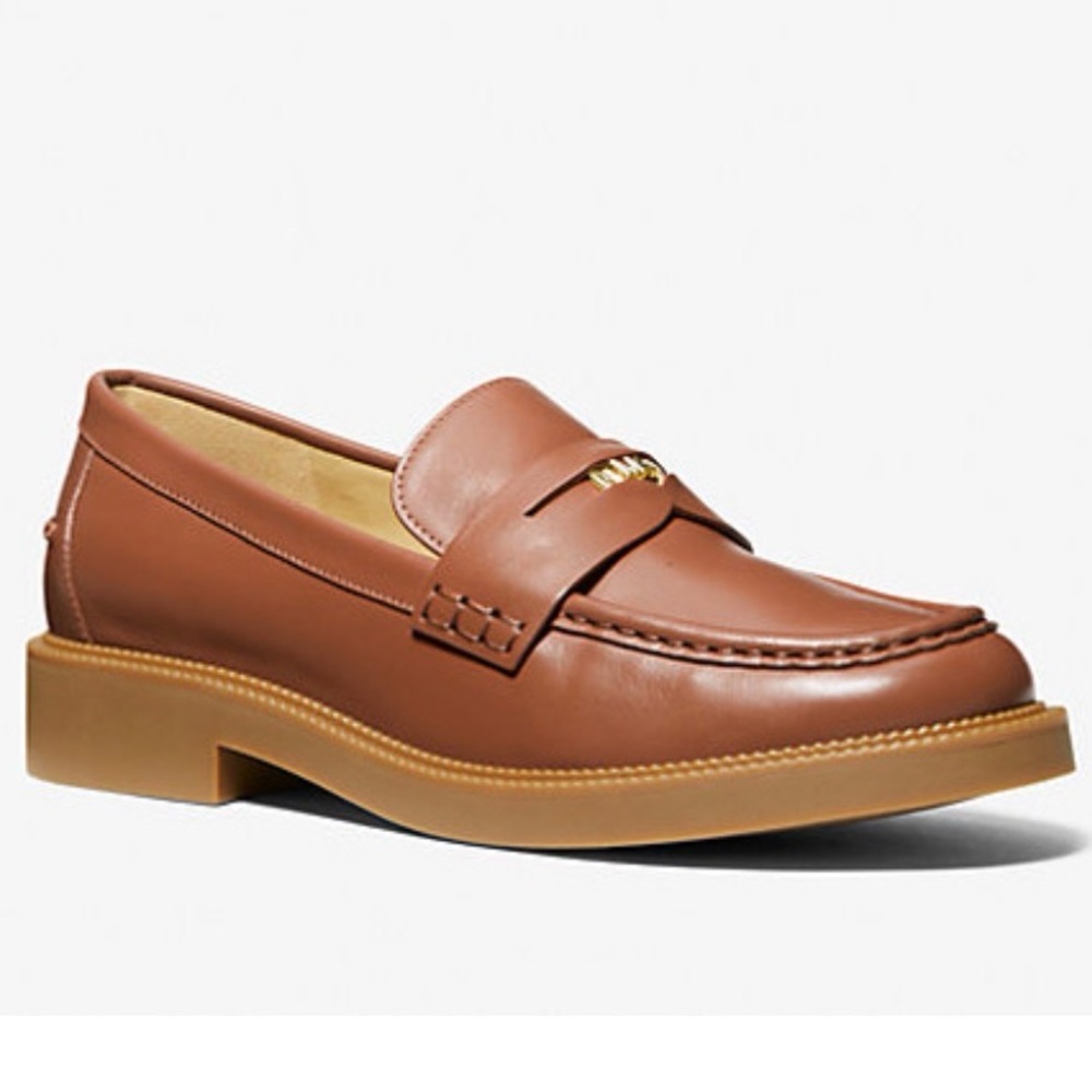 NEW Michael Kors Eden Luggage Leather Loafer in Chestnut  Brown - SZ 7.5